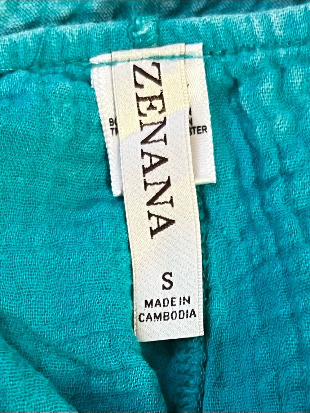 Zenana Knit Waffle Wide Leg Overalls Sand Beige/Brown/Turquoise S/M - Picture 8 of 12